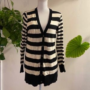 Black and White Striped Cardigan